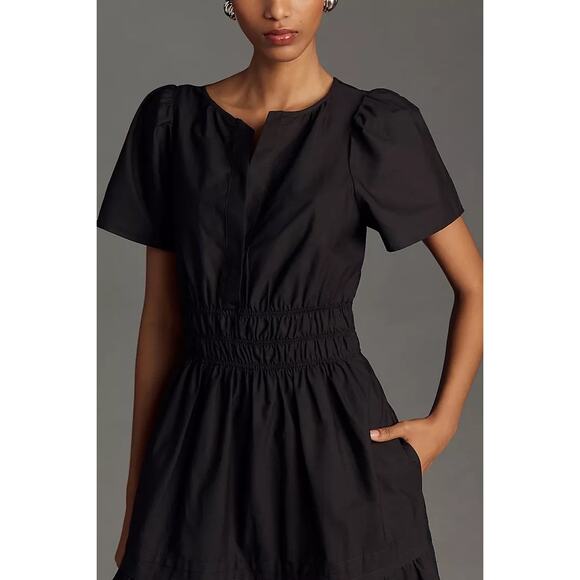 Anthropologie Somerset Maxi Dress Size SP Black Cotton Minimalist Neutral Petite - Picture 5 of 15